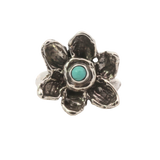 RORA Giant Flower Signet Ring - Sterling Silver + Sleeping Beauty Turquoise