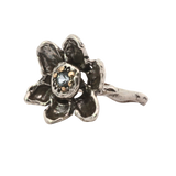 RORA Giant Flower Signet Ring - Sterling Silver, 14K gold + Sapphire