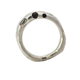 WORKSHOP RING No. 4 - Silver, rough diamonds, sapphire, ghost