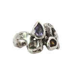 SNAKE Ring - Sterling Silver, Lavender Sapphire, Golden Tourmaline