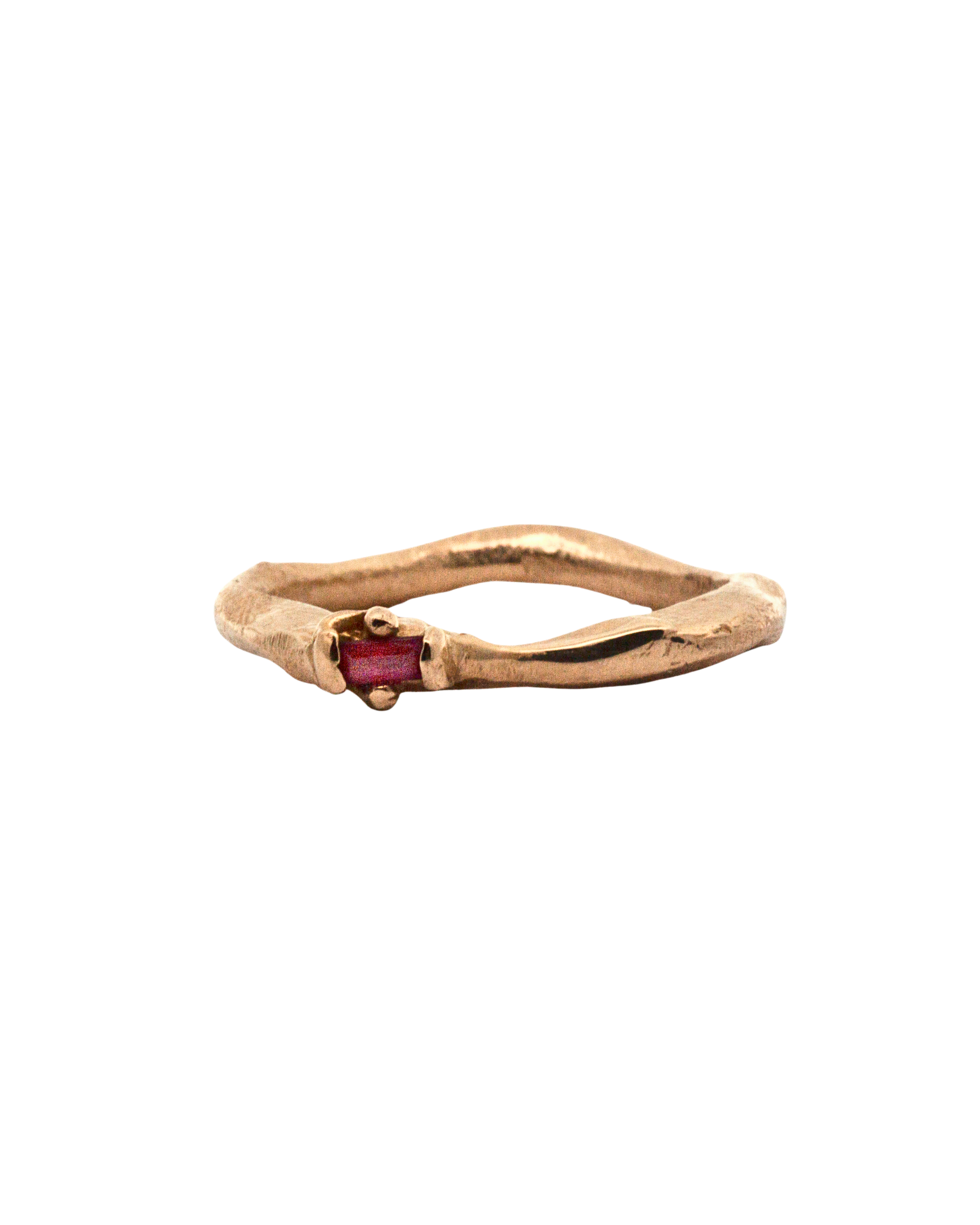 Artisan-Crafted LOTTE Ring in Recycled Platinum with Ruby Accent