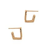 Close-up of Hand-Carved BOX Hoop Earrings with Open-Frame Design