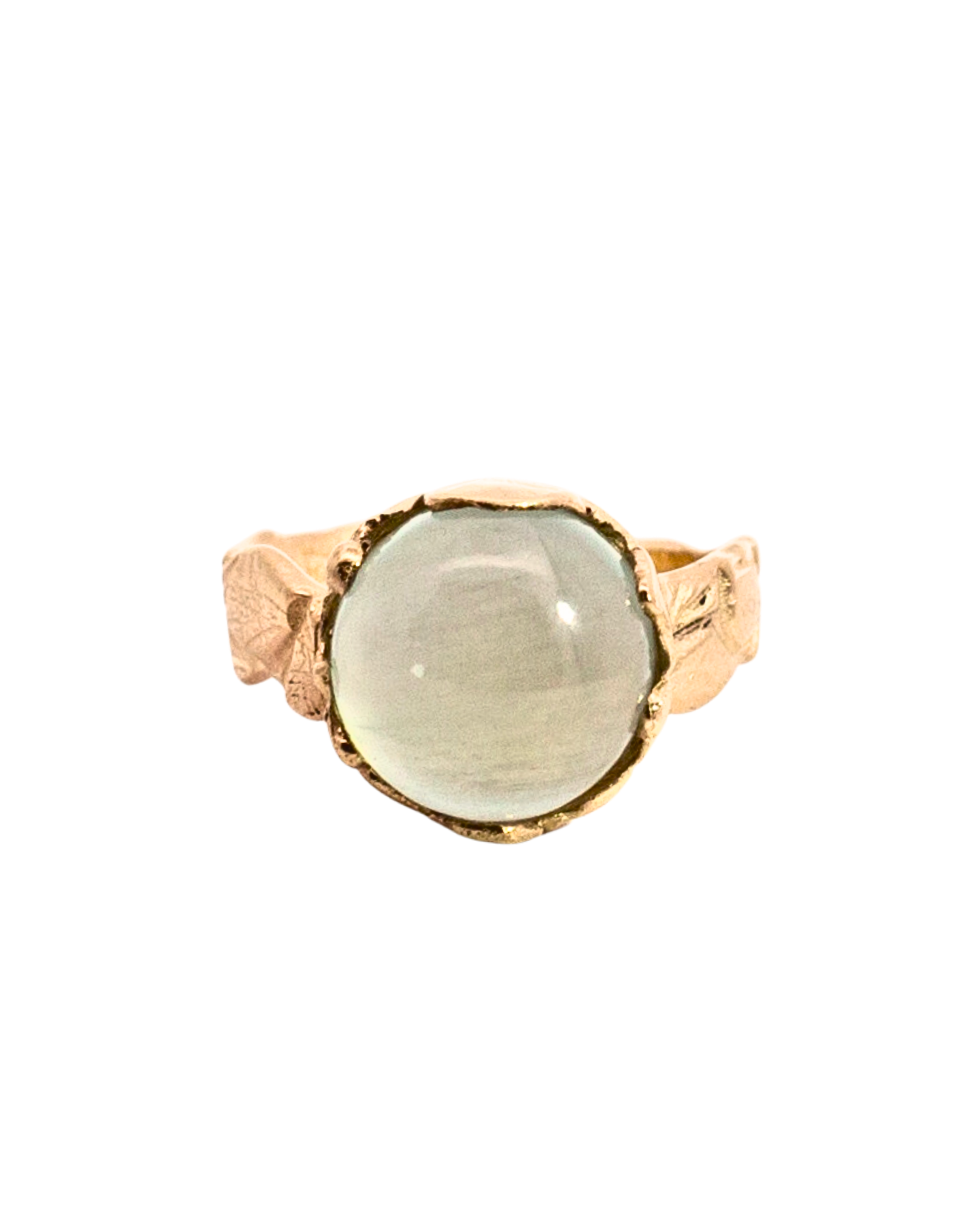 Close-up of Hand-Carved FRIDA Ring Showcasing Floral Design and Hammered Texture