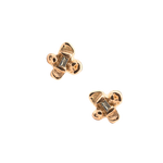 Close-up of Hand-Carved IDUN Earrings Featuring Four-Petal Flower Design