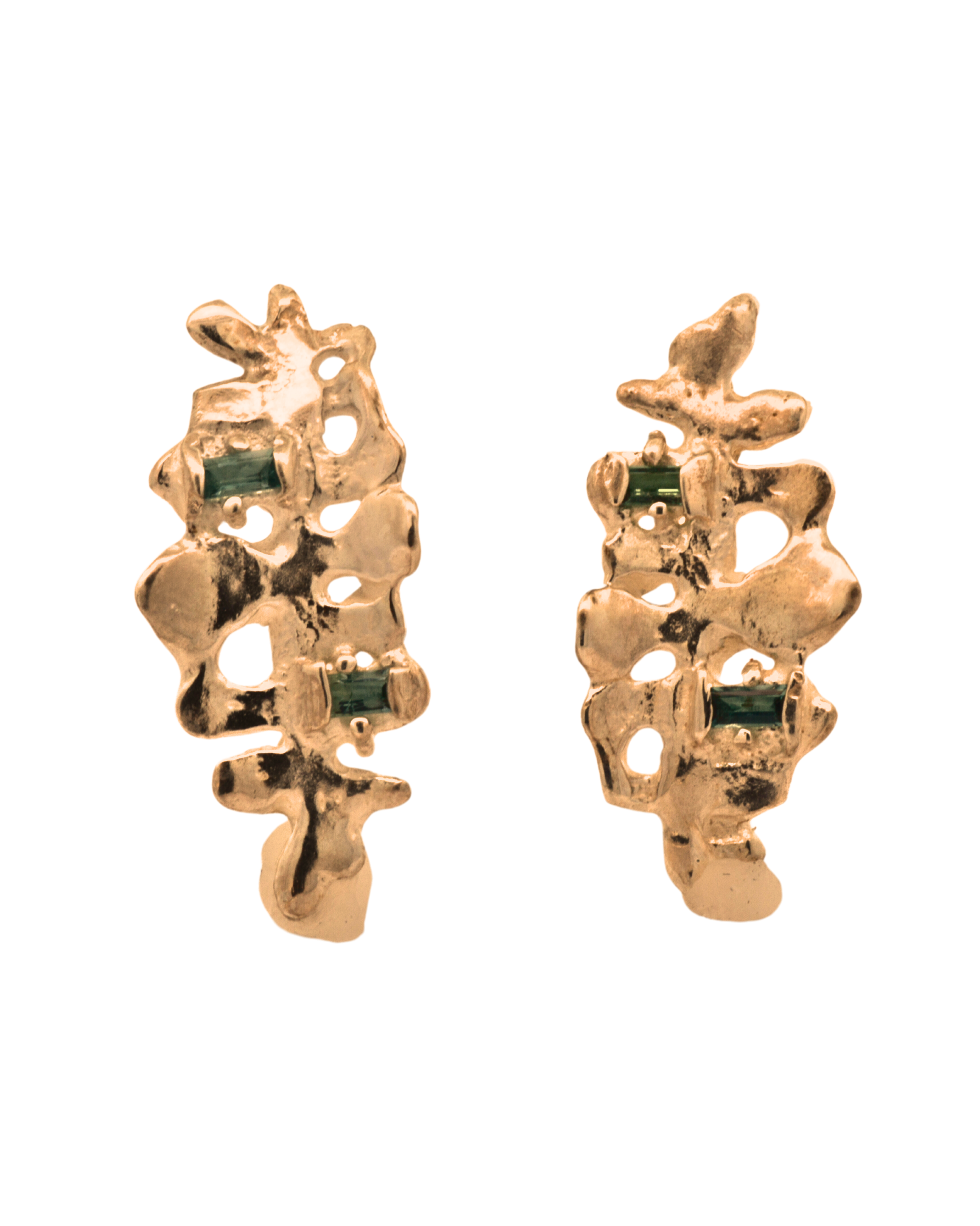 DORTE Drop Earrings in 14K Fairmined Gold with Seafoam Green Tourmalines