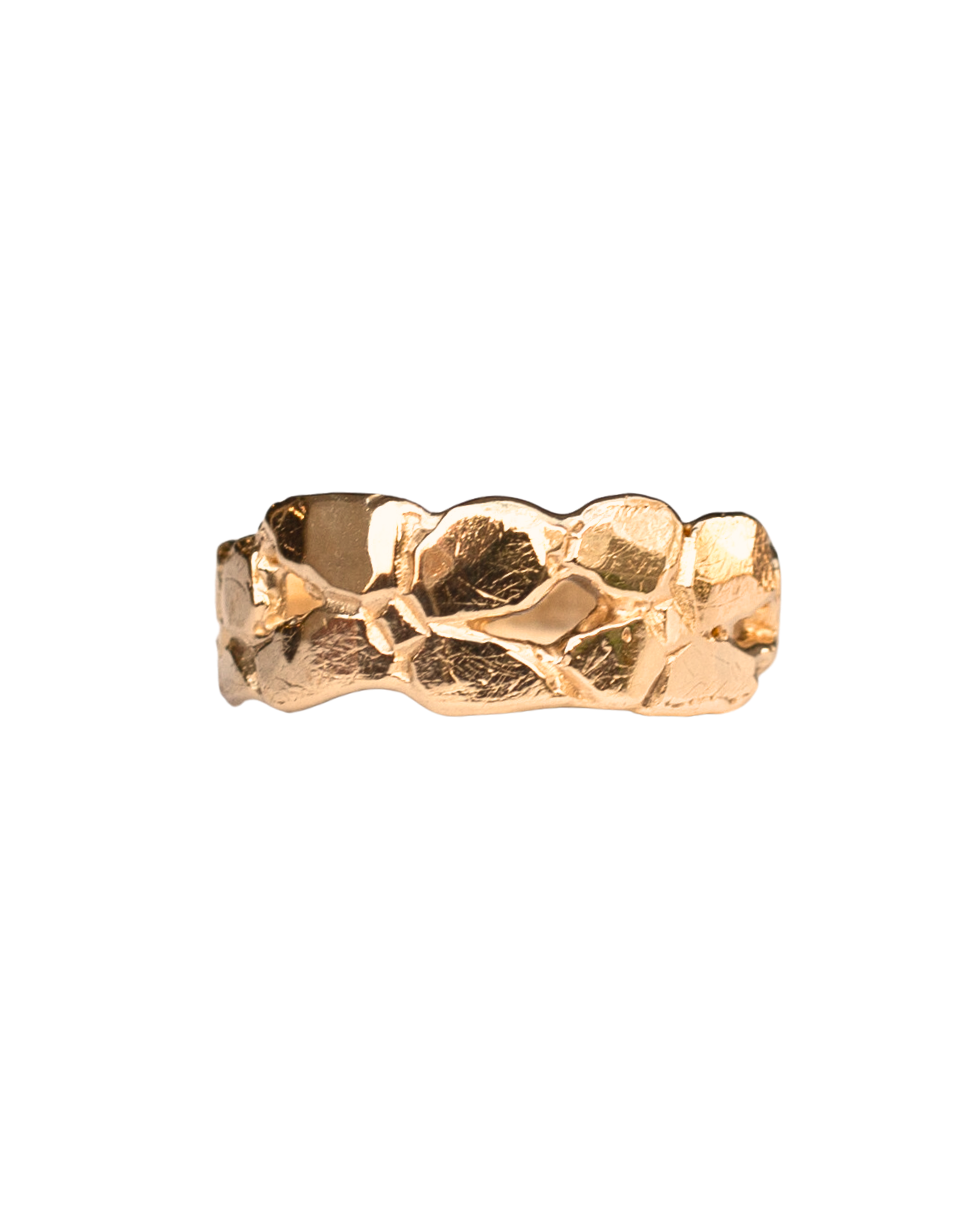 ERNA Wide Band Floral Ring in Fairmined Gold with Four-Petal Flower Design