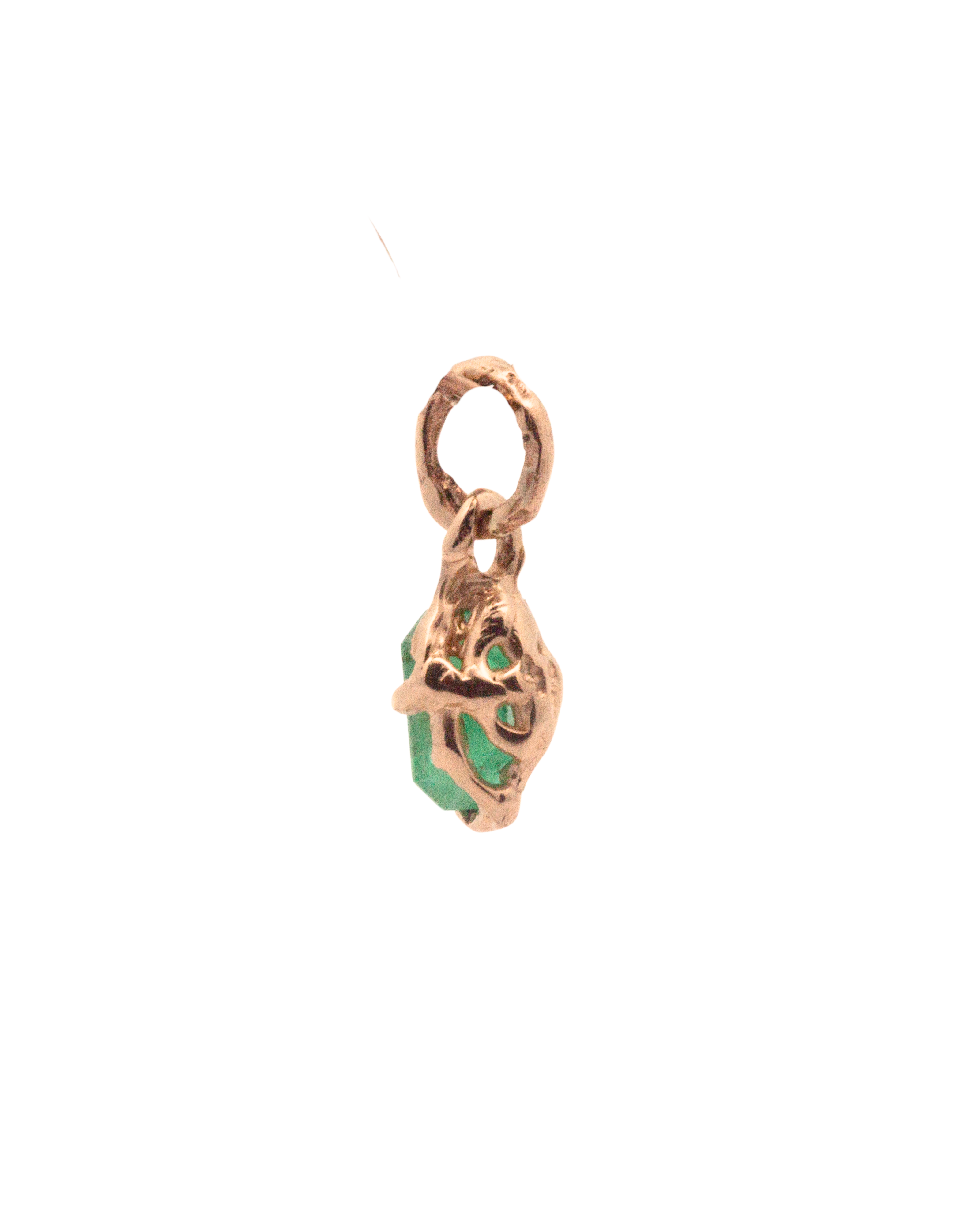 Hand-Carved Emerald Charm with Sculptural Design