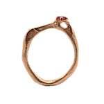 Hand-Carved LOTTE Ring Featuring Offset Ruby Baguette
