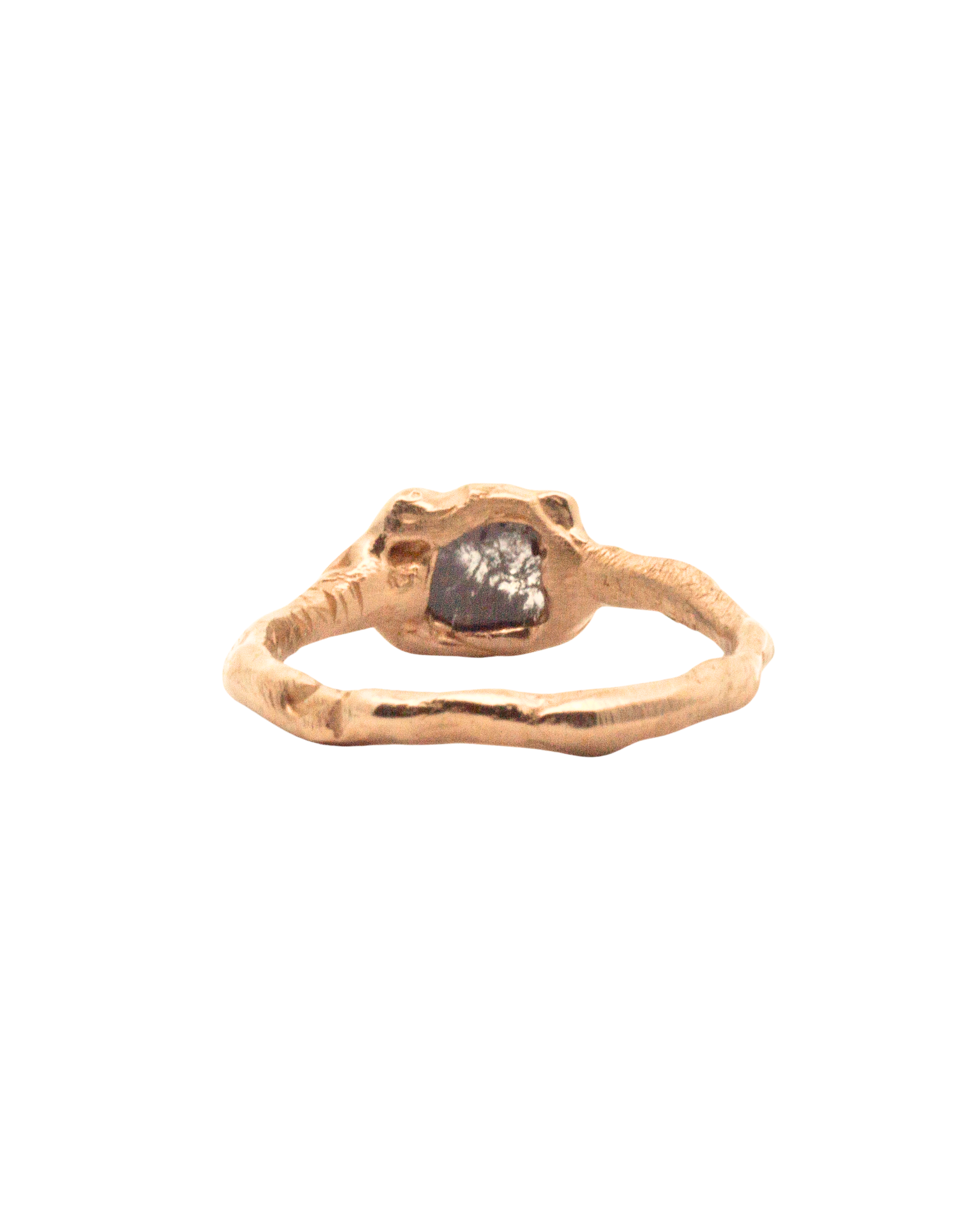 Hand-Carved Ring with Rustic Salt and Pepper Diamond