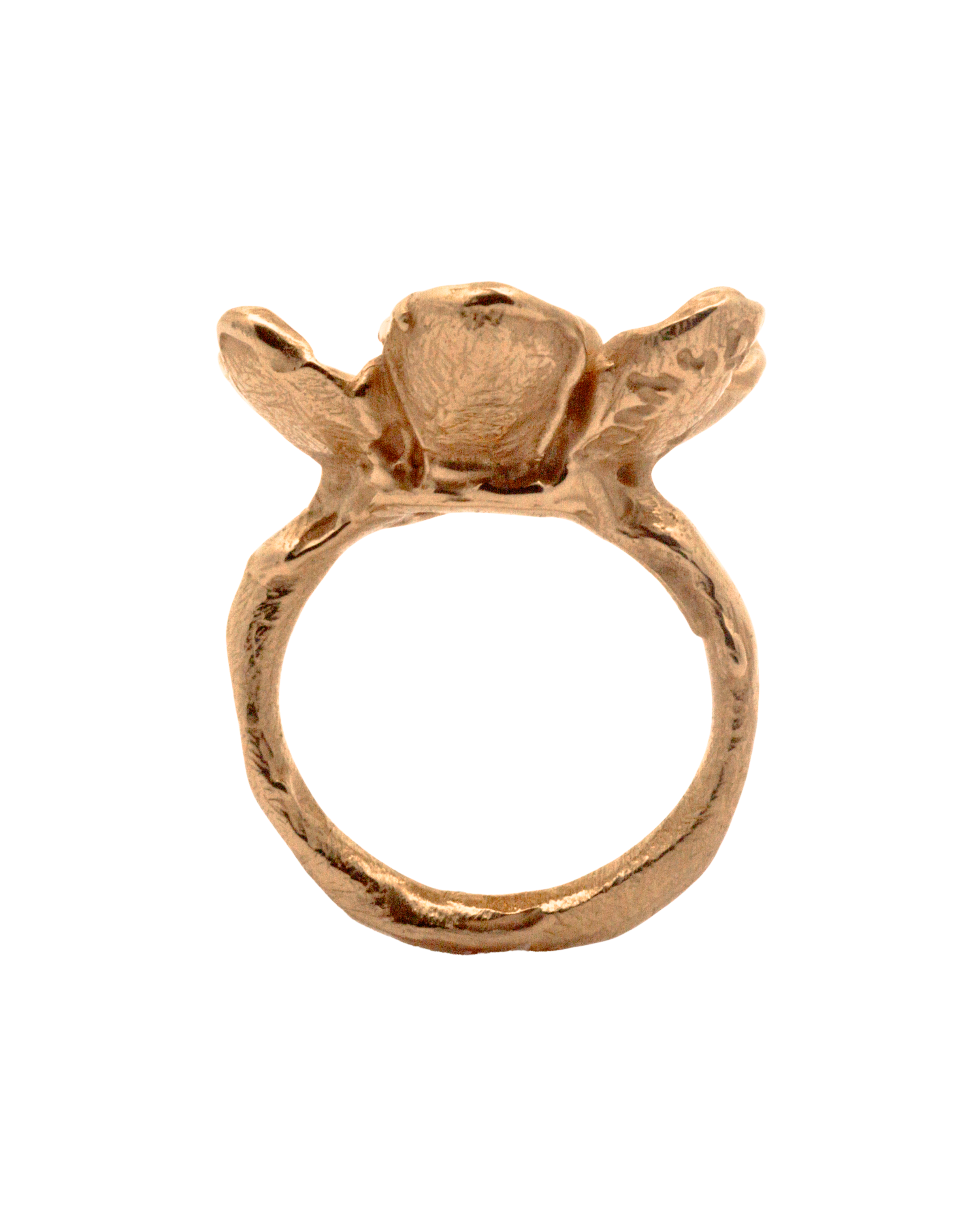 Hand-carved six-petal flower ring