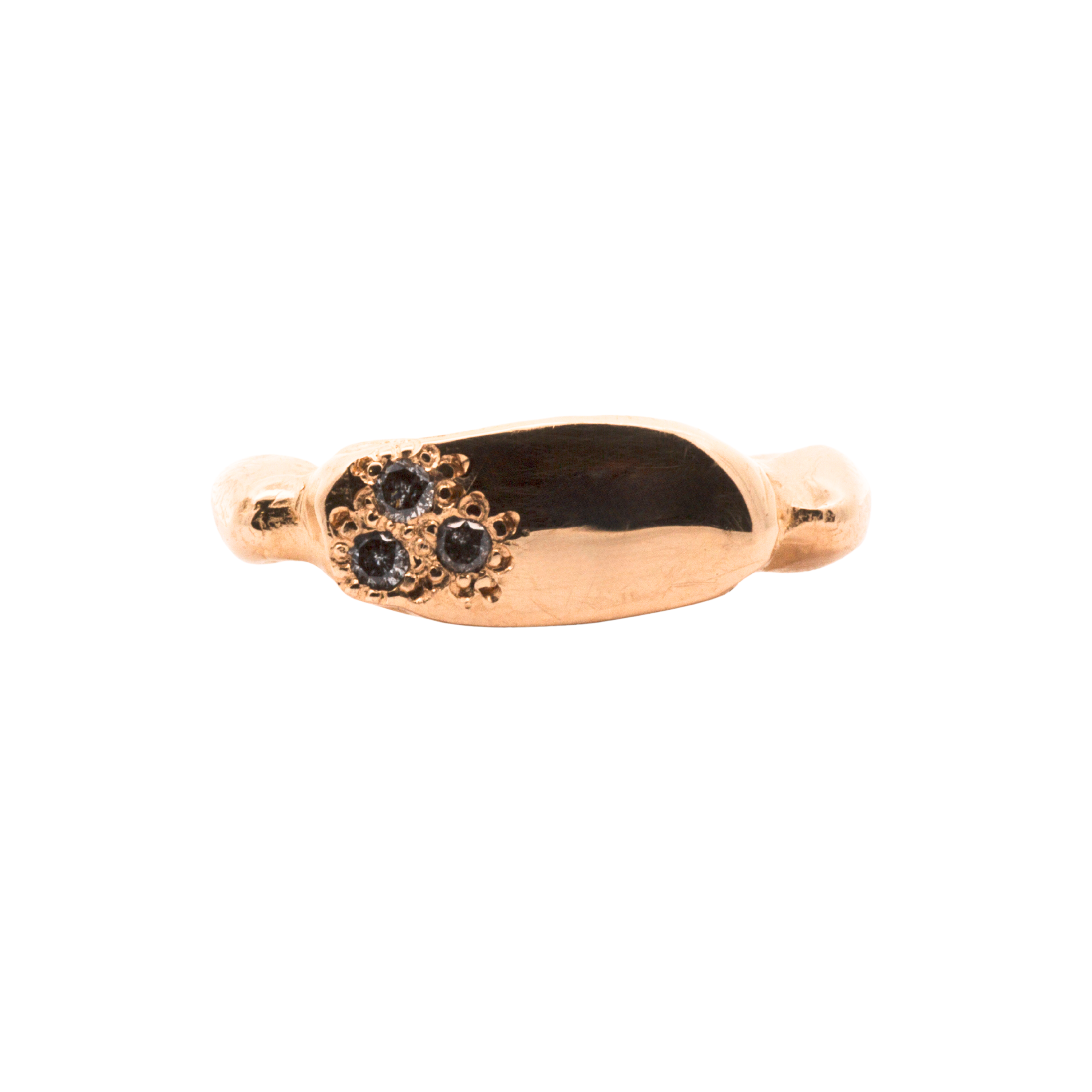 MAEVA Signet Ring in Fairmined Gold with Salt and Pepper Diamonds