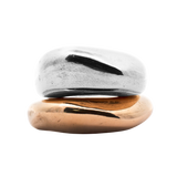 Mixed GLENR Dome Ring Stack in 14K Yellow Fairmined Gold and Recycled Platinum