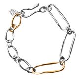 Mixed INGA Link Bracelet with Organic Flowing Links in Sterling Silver and 14K Fairmined Gold