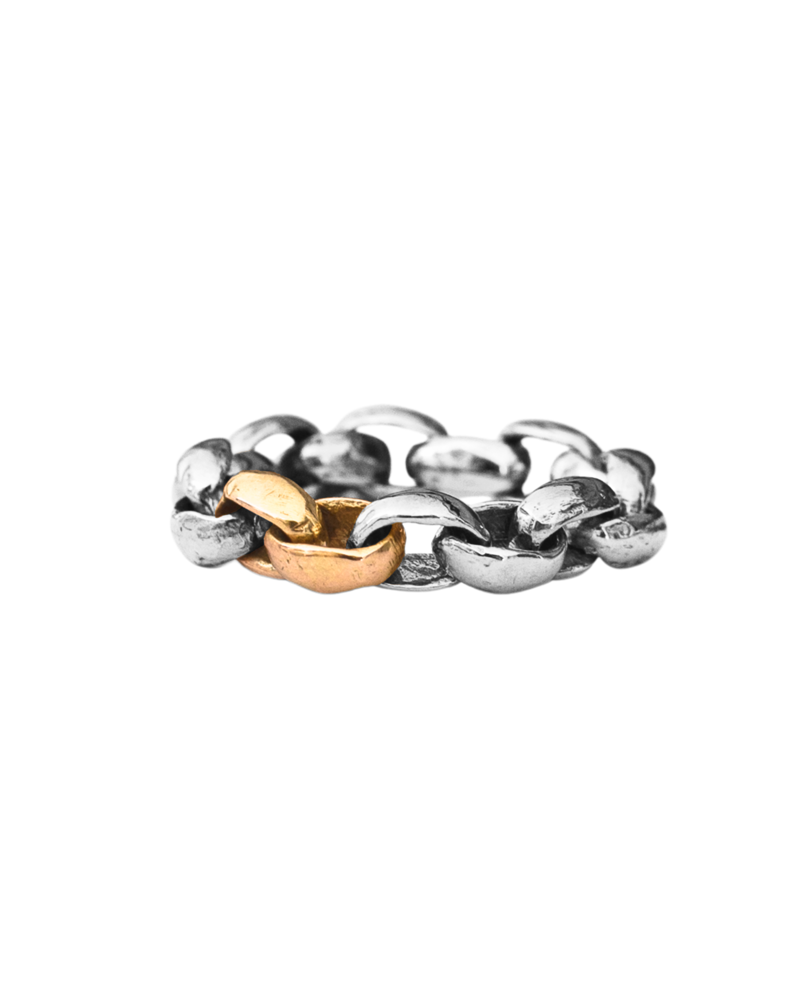 Mixed ROI Chain Link Ring in 14K Yellow Fairmined Gold and Recycled Platinum