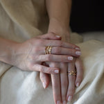 Model Wearing DORTE Sea Kelp Stacker Ring with Elegant Style