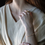 Model Wearing FRIKA Link Bracelet with Sculptural Details