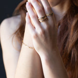 Model Wearing JONSI Slub Link Bracelet with Elegant Style