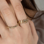 Model Wearing SINDRE Wavy Floral Stacker Ring with Elegant Style