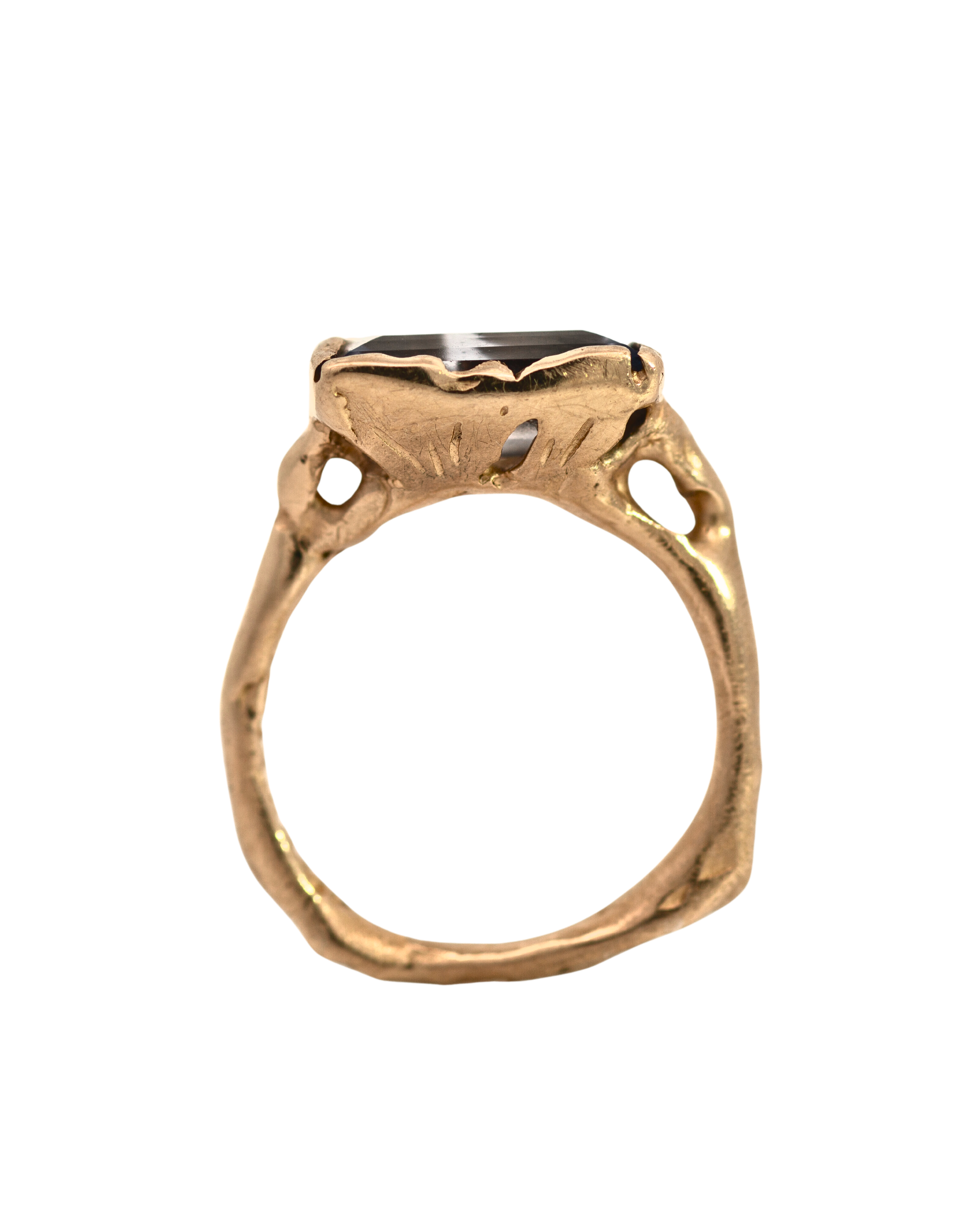 OOAK Montana Sapphire Ring with 4.75 ct Baguette-Cut Stone in 14K Fairmined Gold