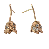 ROTA II earrings in 14K gold with rotating bell-shaped petals and diamonds