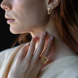 giant flower statement ring lost wax cast in 14K solid gold jewelry collection