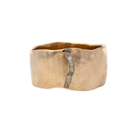 SIGR WATER Wide Band Ring in 14K Fairmined gold with pavé-set salt & pepper diamonds