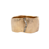 SIGR WATER Wide Band Ring in 14K Fairmined gold with pavé-set salt & pepper diamonds