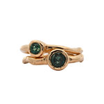 Side view of Madrone Solitaire ring highlighting 4mm Montana sapphire