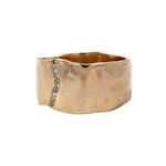 Side view of SIGR WATER Wide Band Ring highlighting pavé diamond line