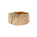 Side view of SIGR WATER Wide Band Ring highlighting pavé diamond line