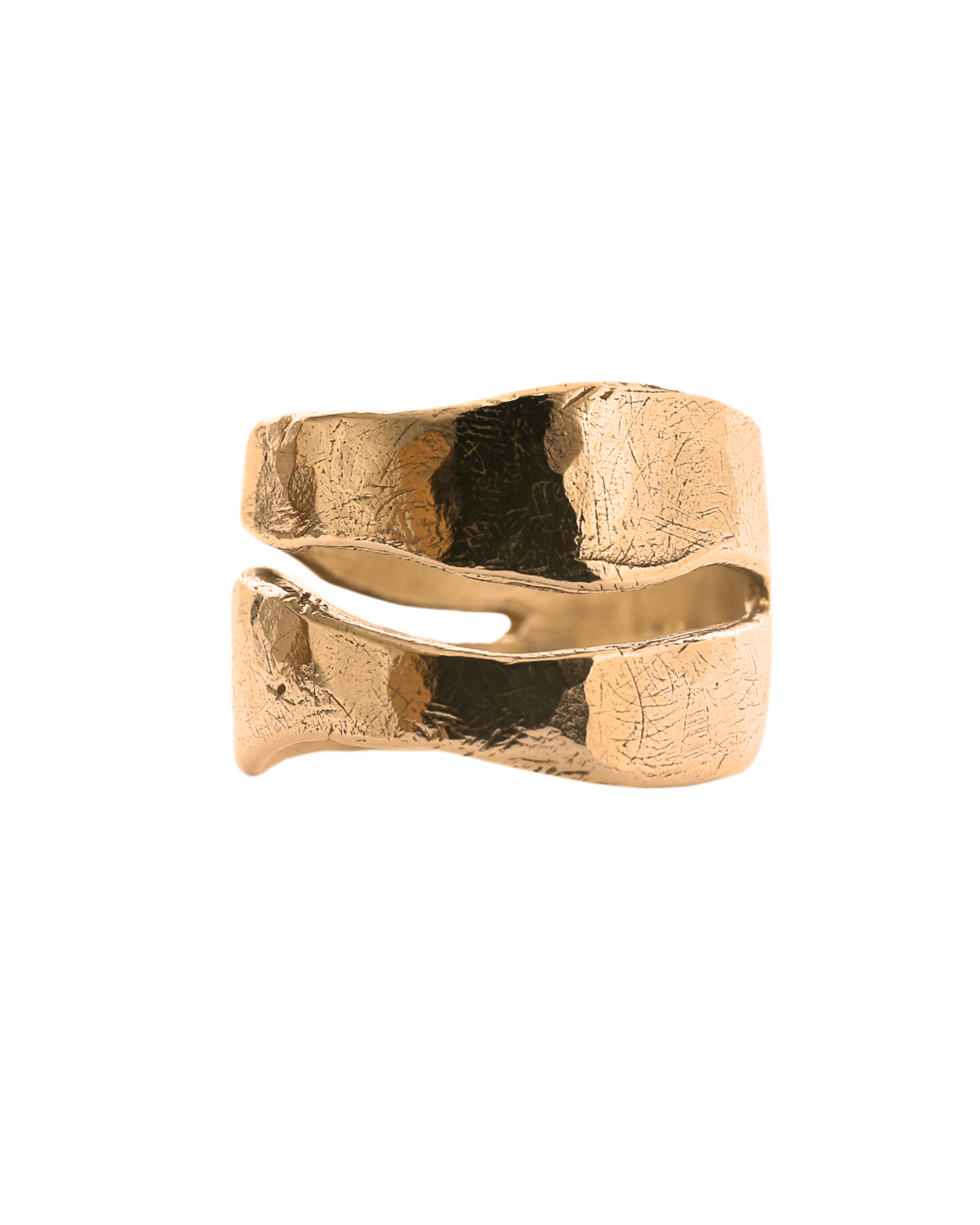 TWO RIVERS Wide Band Ring in Fairmined Gold with Wavy Edges