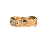 WESTERN FLORAL Band Ring in Fairmined Gold with Floral Texture