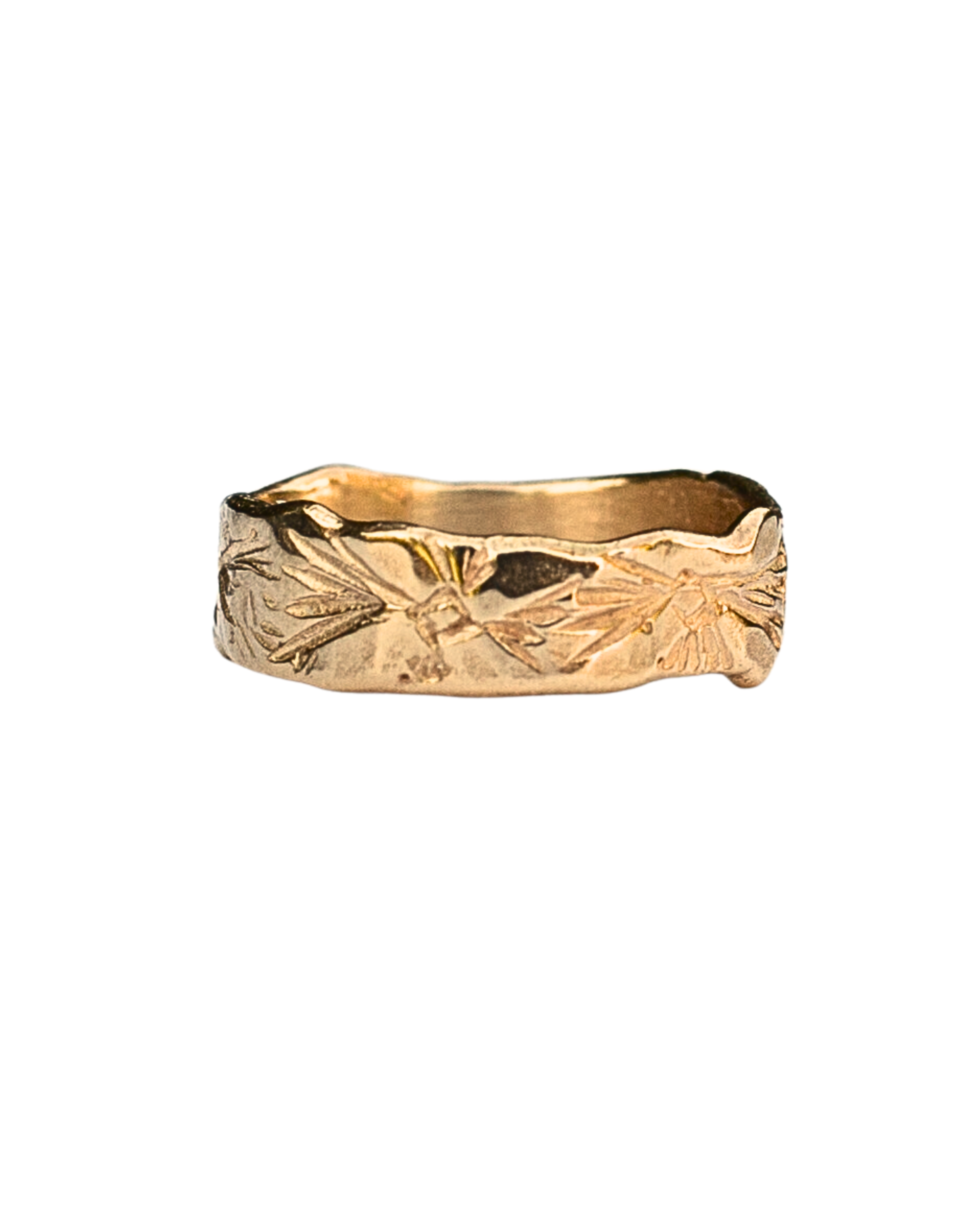 WESTERN FLORAL Band Ring in Fairmined Gold with Floral Texture