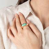 X - TUVA Ring in 14K Gold with New Lander Turquoise - ONE AVAILABLE