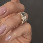 Model Wearing OOAK Montana Sapphire Ring with Elegant Design