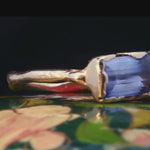 Close-up of Hand-Carved OOAK Montana Sapphire Ring with Textured Band