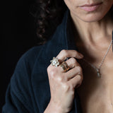 RORA Giant Flower Signet Ring - Sterling Silver + Sleeping Beauty Turquoise