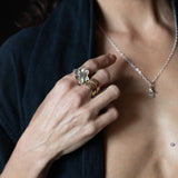 RORA Giant Flower Signet Ring - Sterling Silver + Sleeping Beauty Turquoise