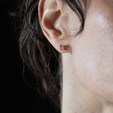 X Stud Earrings - Gold + Pink Spinel