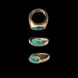X - TUVA Ring in 14K Gold with New Lander Turquoise - ONE AVAILABLE