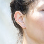 Model Wearing IDUN MINI Stud Earrings with Elegant Style