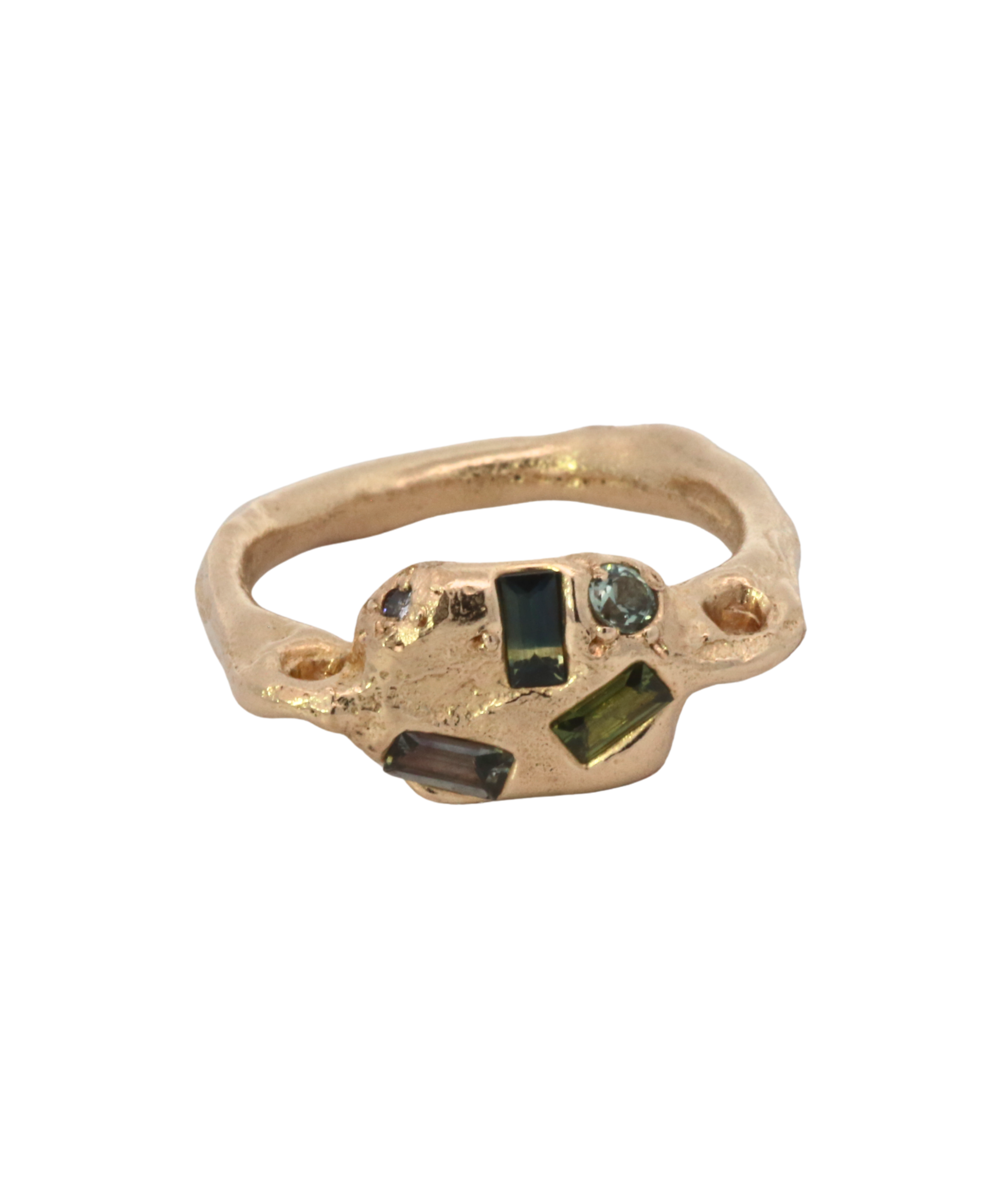 SEB Pinky Ring worn on hand, 14K Fairmined gold
