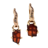 No.91 OOAK Hoop Charm Pair - Hessonite Garnet + 14K Gold