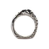 RAVEN Ring No. 092603 - Sterling Silver, Sapphires, Black Diamonds - Size 7