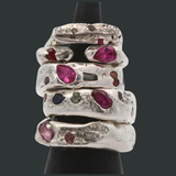 Cliff Ring No. 042621 - Sterling Silver + Sapphires