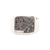 HANSI Signet Ring - Sterling Silver + Sapphire Pavé - Size 8