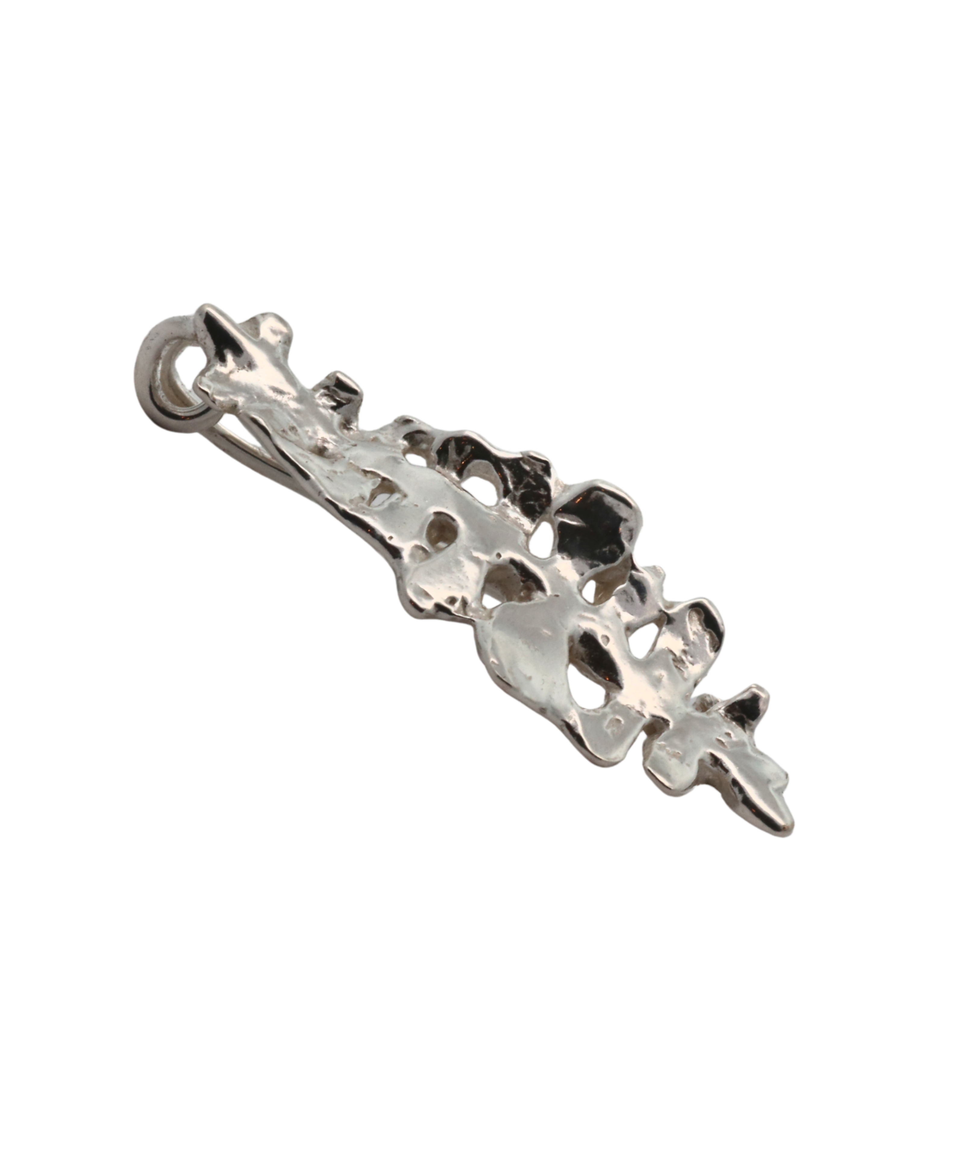 BIG FERN Brooch texture close-up showing lost wax cast detail, recycled sterling silver