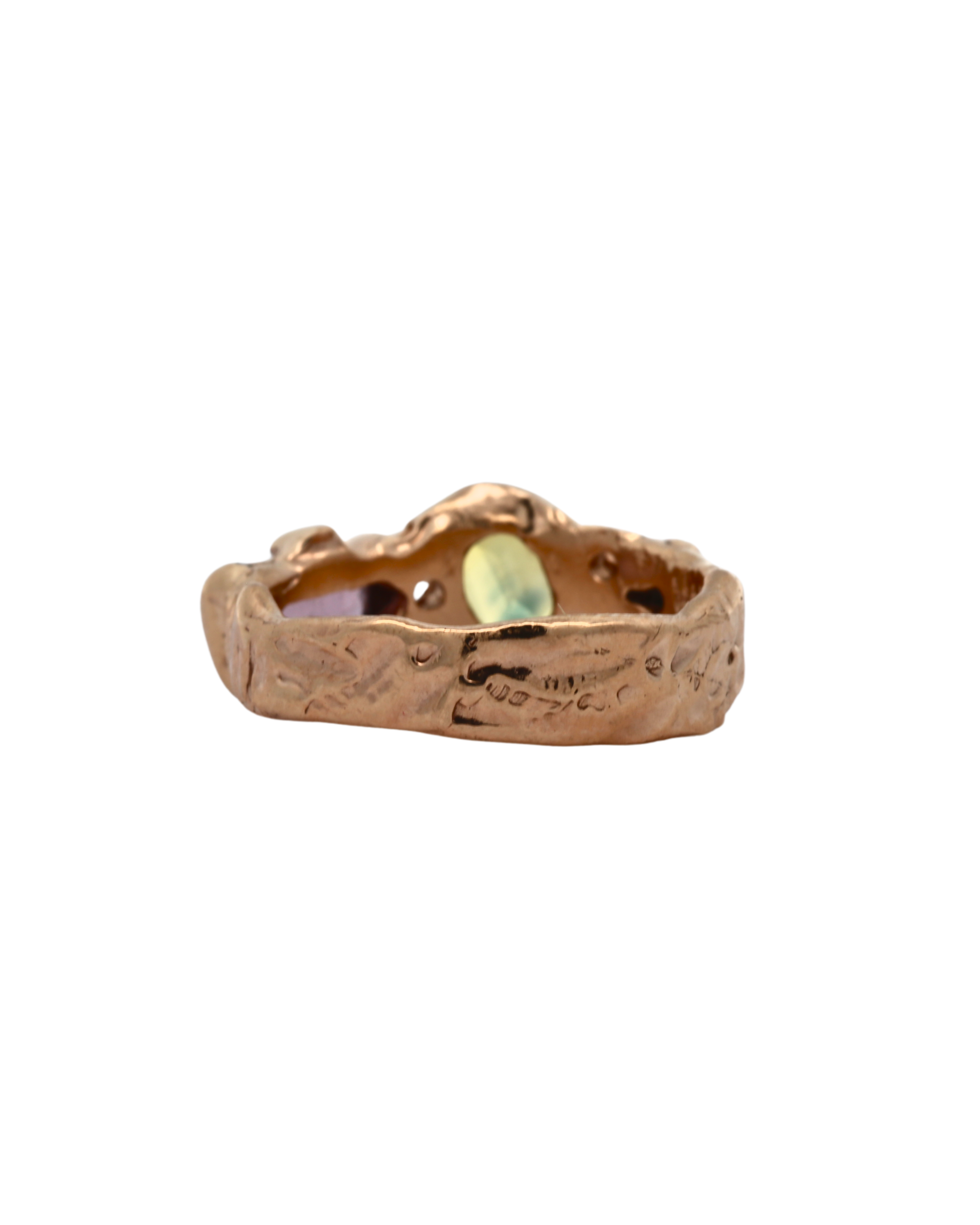 OOAK Ring texture close-up showing lost wax cast detail, 14K Fairmined gold