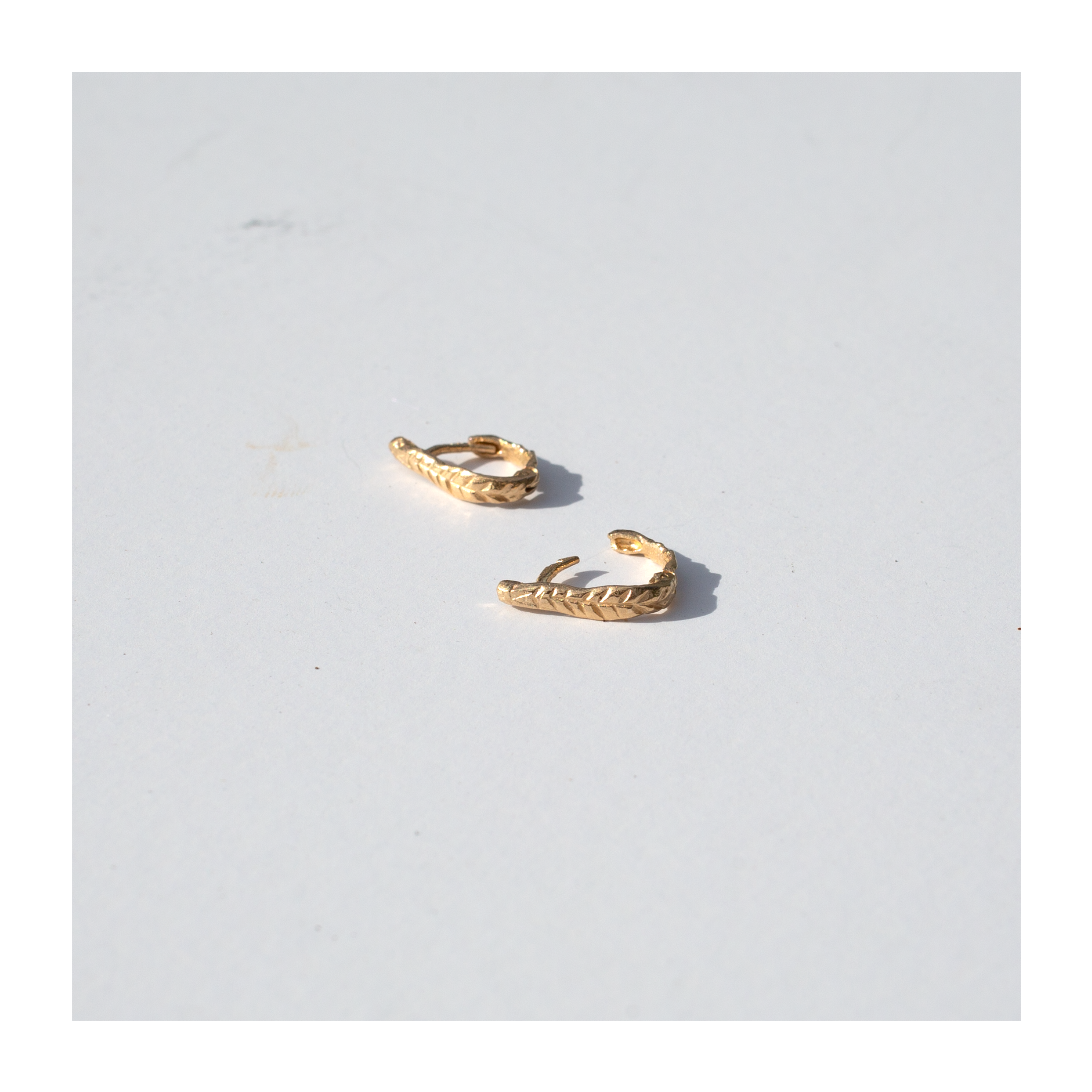 Artisan-Crafted Crooked Fern Mini Hoop Earring