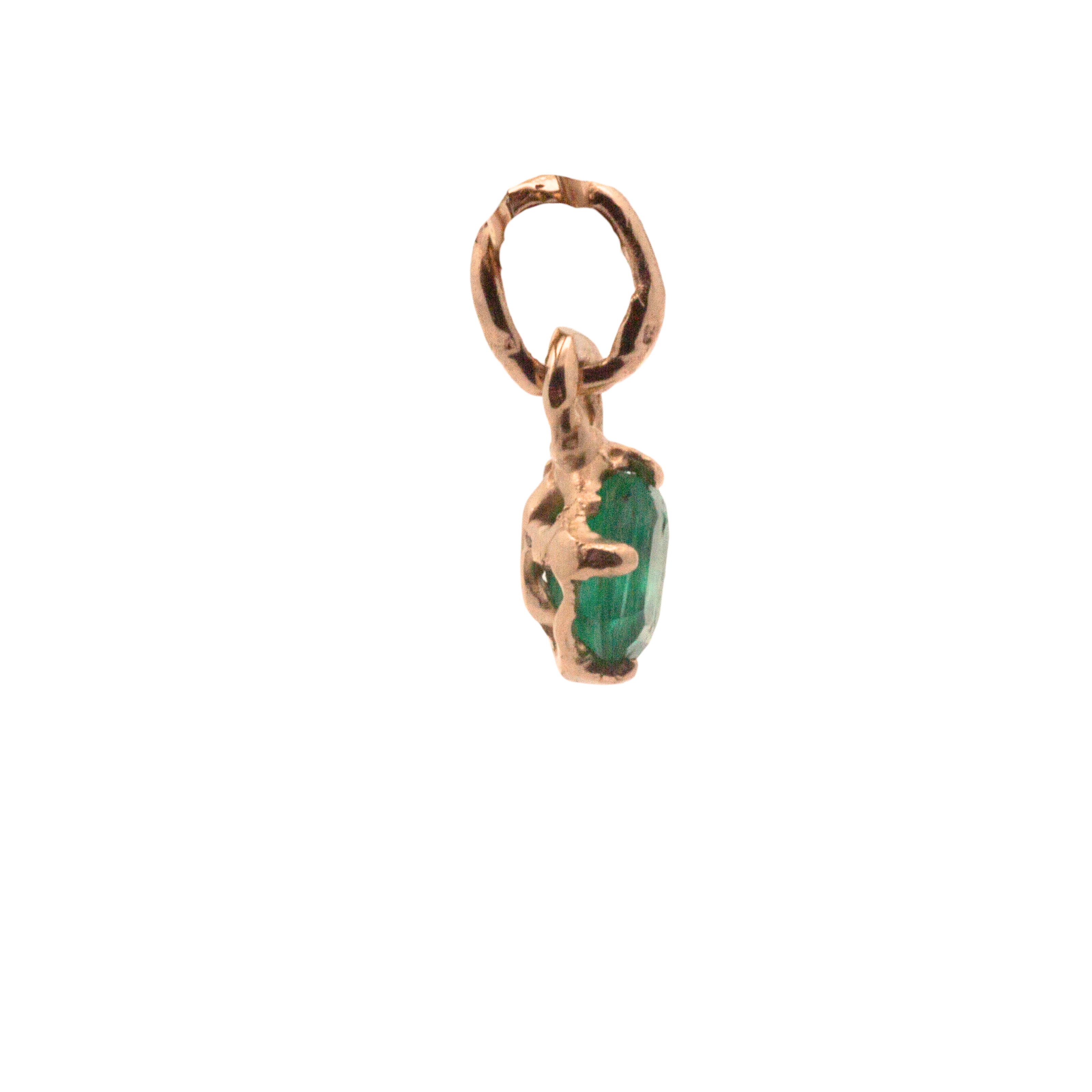 Artisan-Crafted Emerald Charm in Recycled Platinum